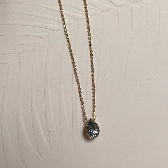 James Michelle Ocean Drop 14K Gold Necklace in Blue Aquamarine - Picture 5 of 8